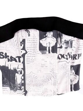 With Jean Off White Black Carla Read All About It Newspaper Corset Top XS NWOT